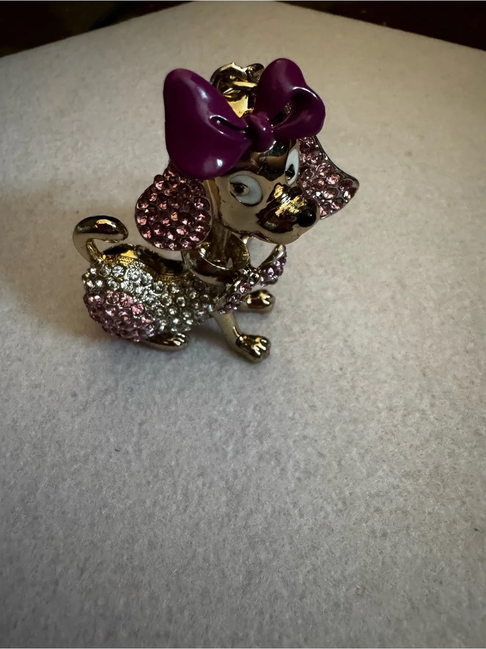 Sparkling Pink Poodle Gold Keychain Charm - Women's Accessory